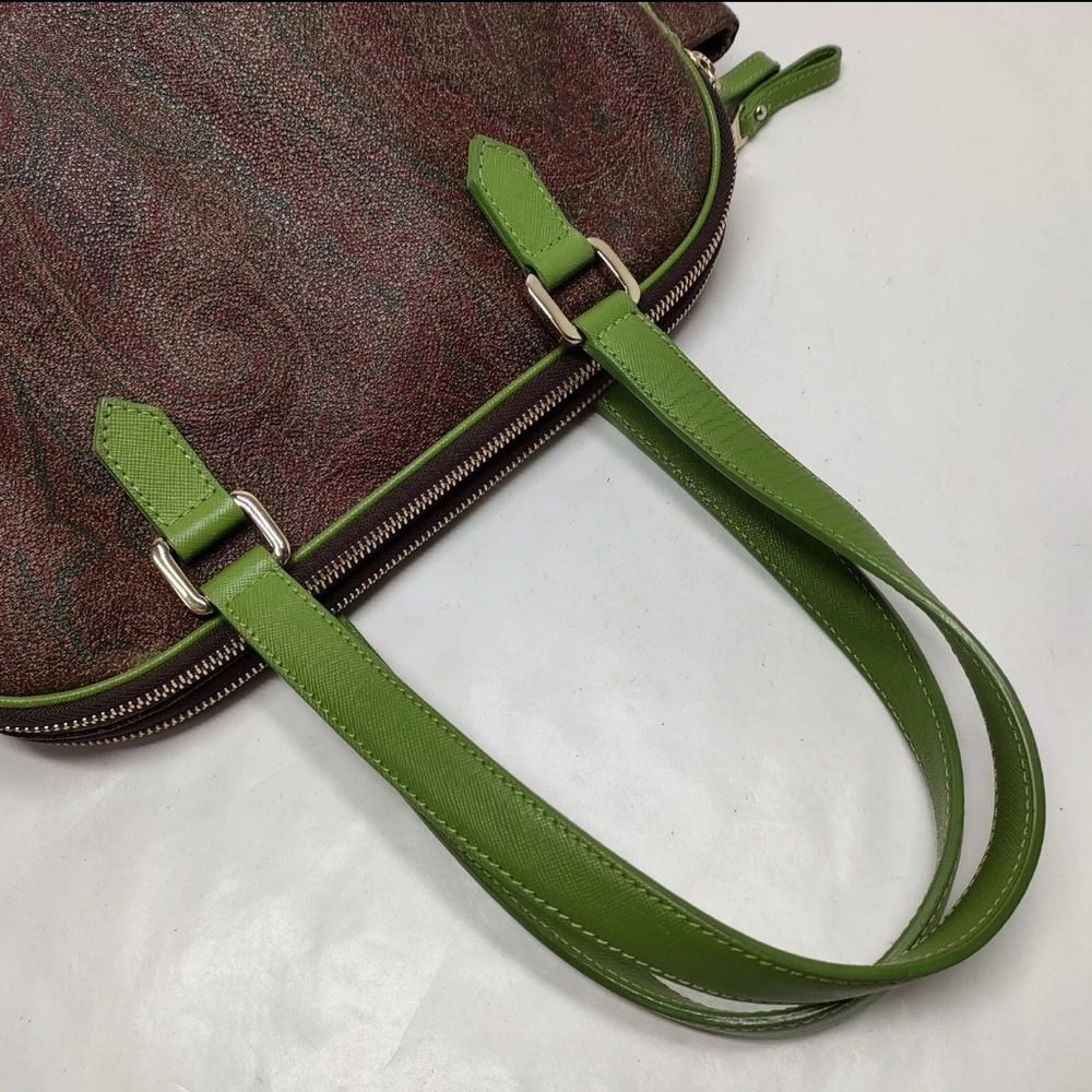 Etro Paisley Print w/ Green Leather Accents - Picture 6 of 10